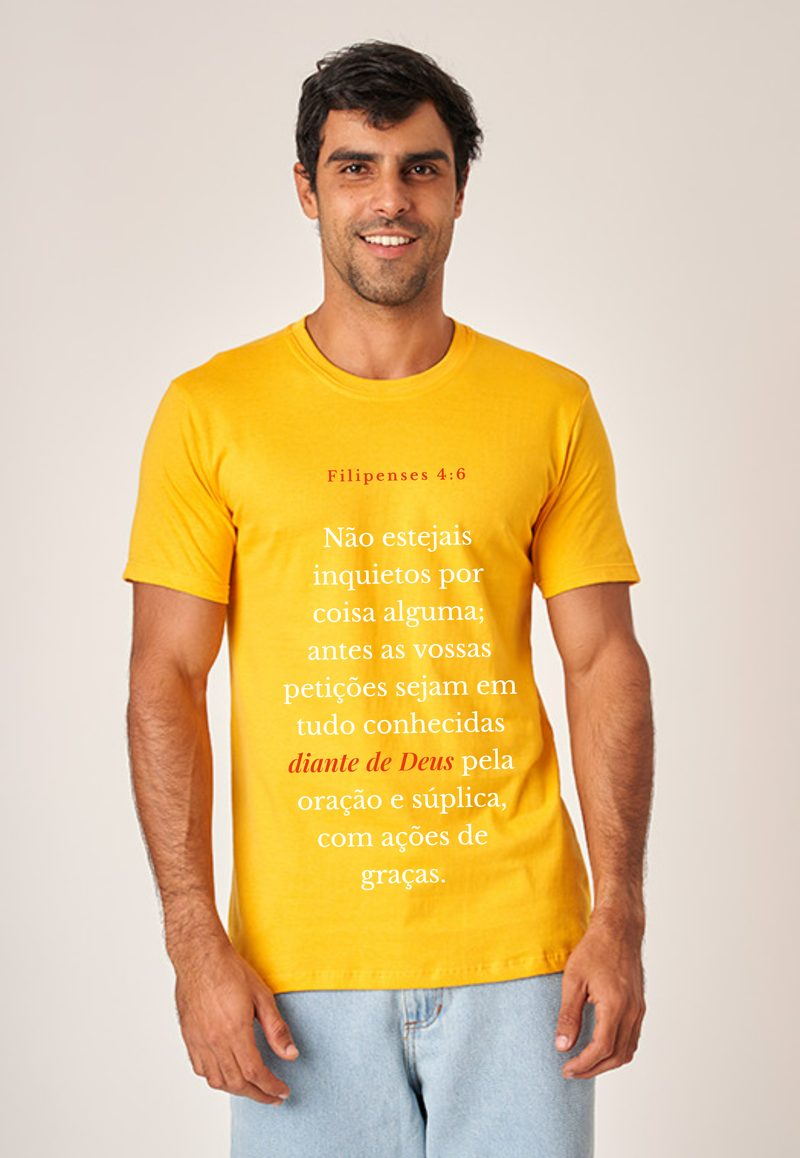 Filipenses 4:6 — Camiseta — Texto Branco