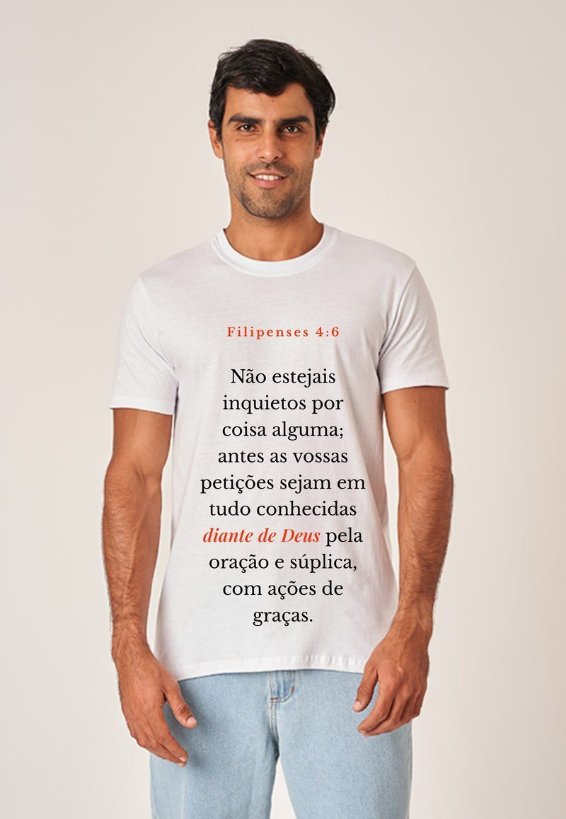 Filipenses 4:6 — Camiseta — Texto Preto