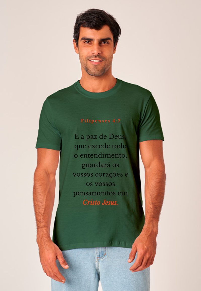 Filipenses 4:7 — Camiseta — Texto Preto