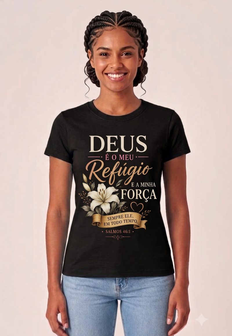Salmos 46:1 — Camiseta — Floral 3