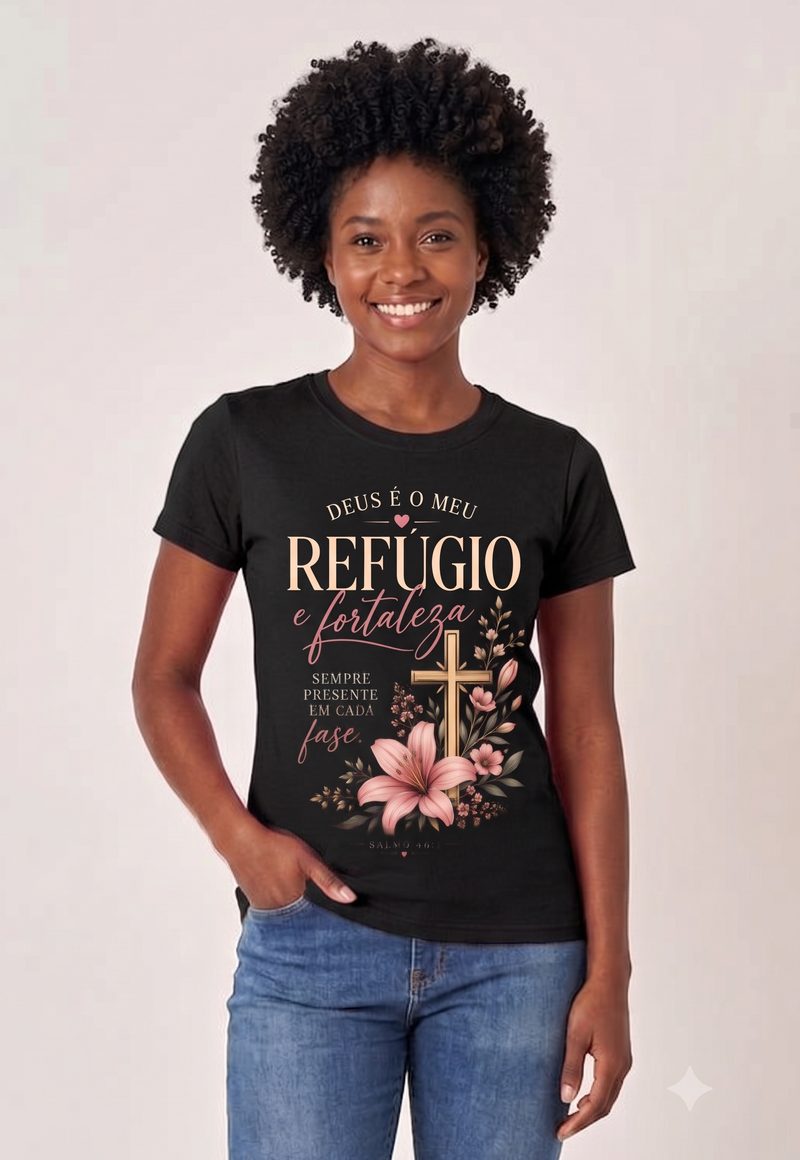 Salmos 46:1 — Camiseta — Floral 6